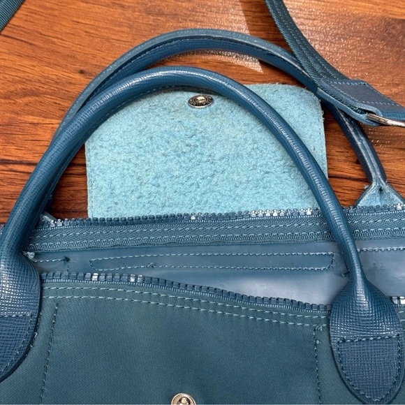 Longchamp Le Pliage Neo Teal Blue Tote Large with Strap - Picture 10 of 16